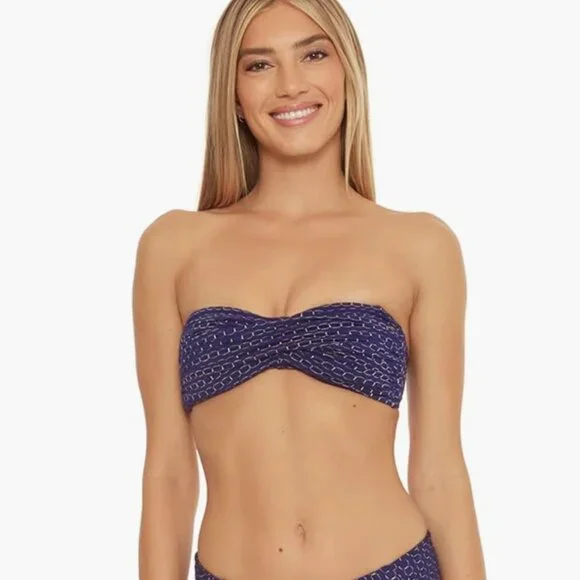 Trina Turk Adeline Metallic Bandeau Top Navy Size 6 7596 - Picture 3 of 3